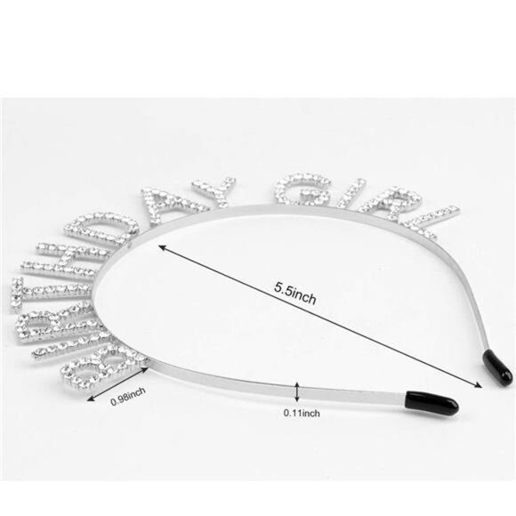 Birthday Girl Tiara Headband Rhinestone Princess Crown Silver Women Girls Party - Picture 3 of 8